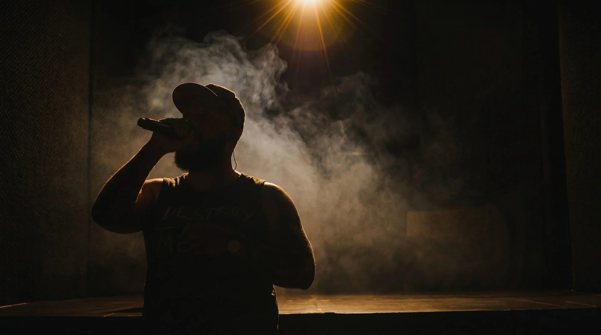 Beatboxer performing at a microphone