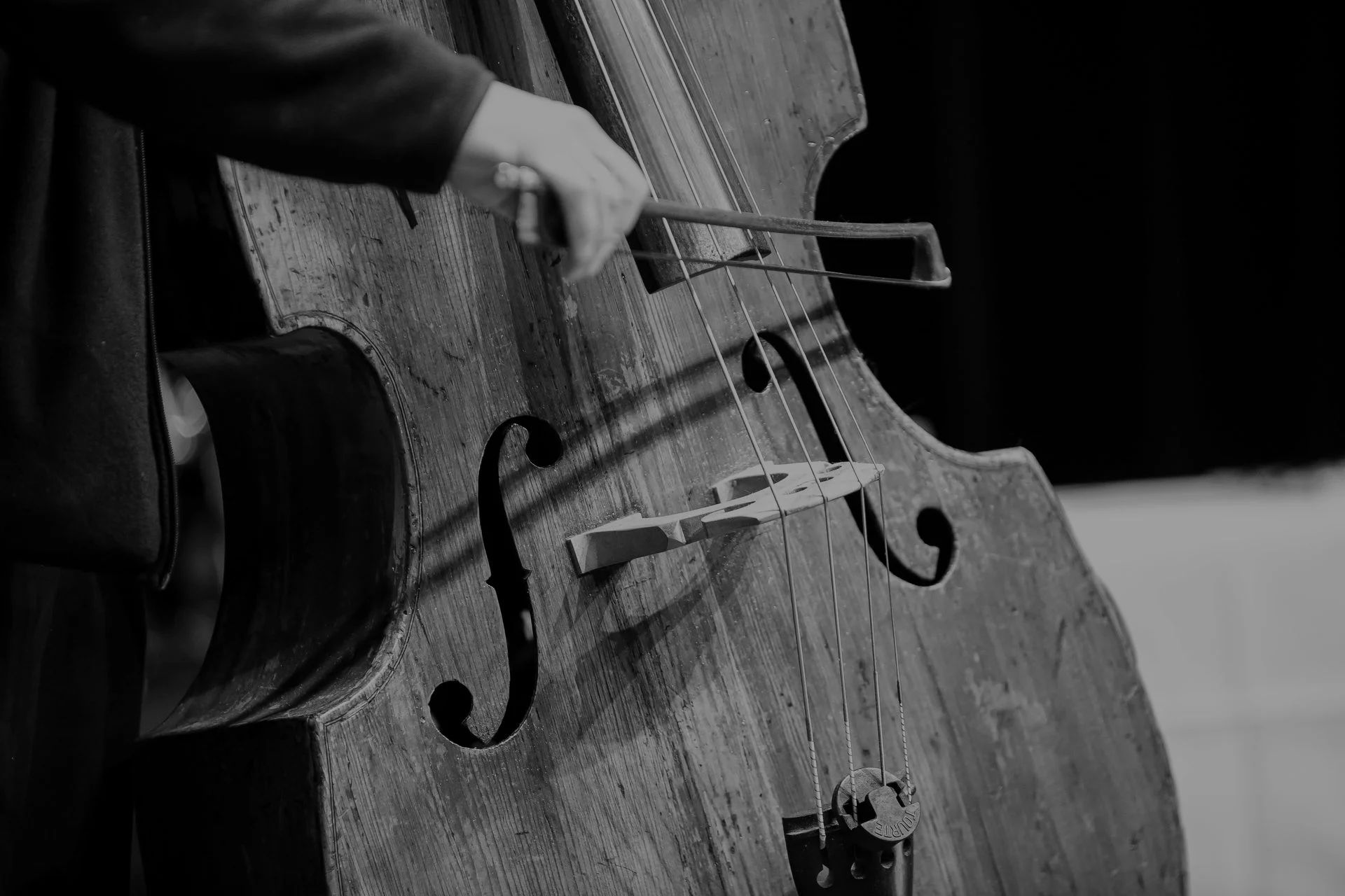 Musician performing on a double bass