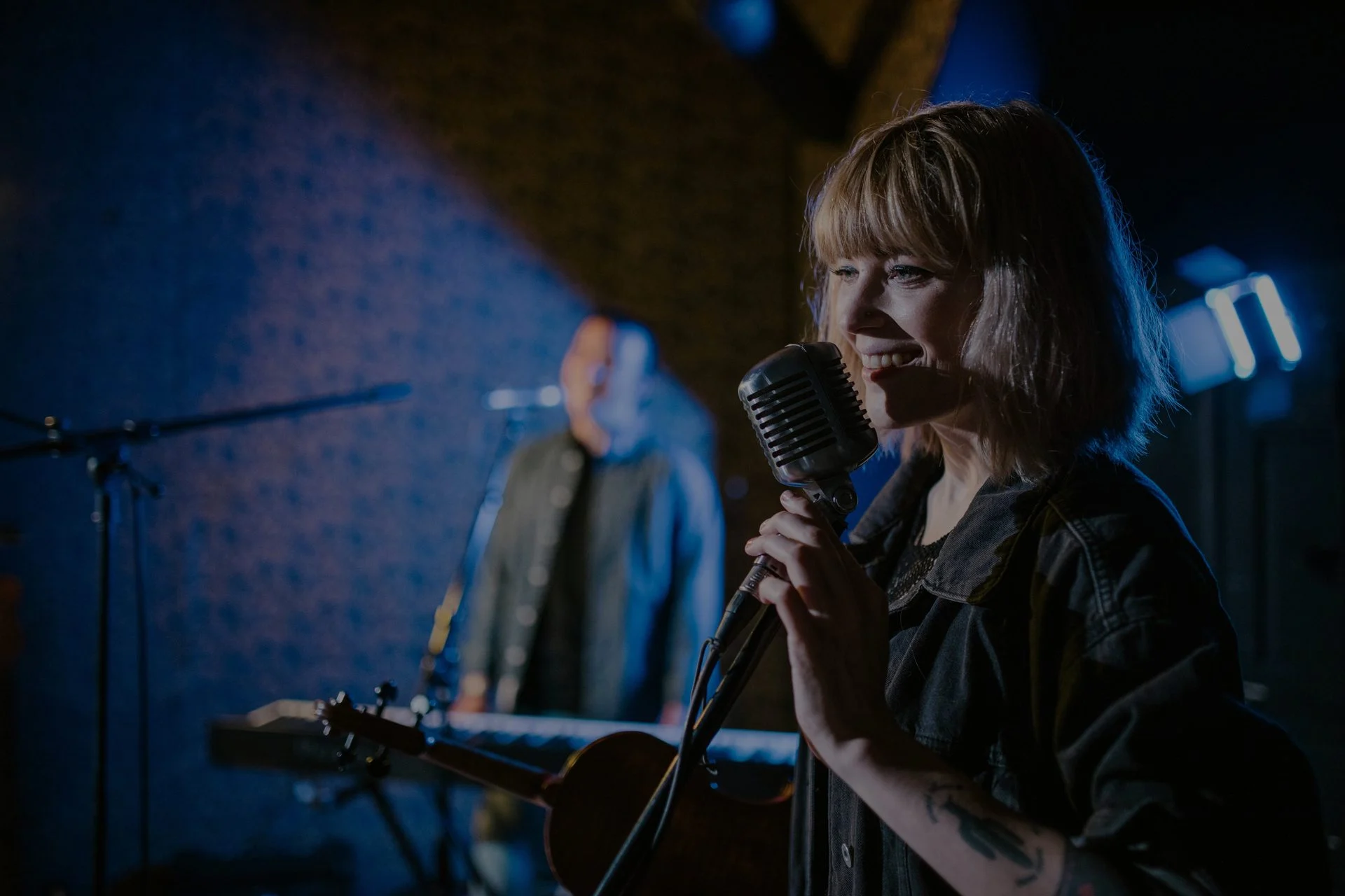 Vocalist performing on stage