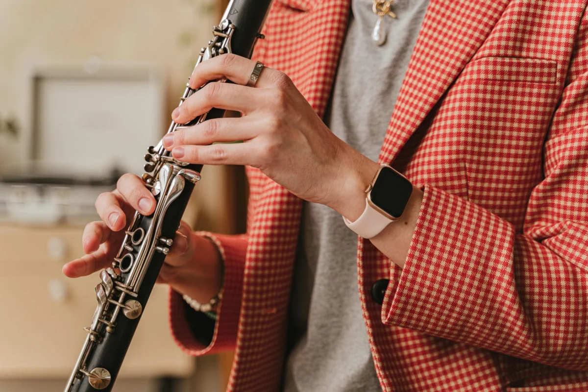 Close-up of a clarinet being played