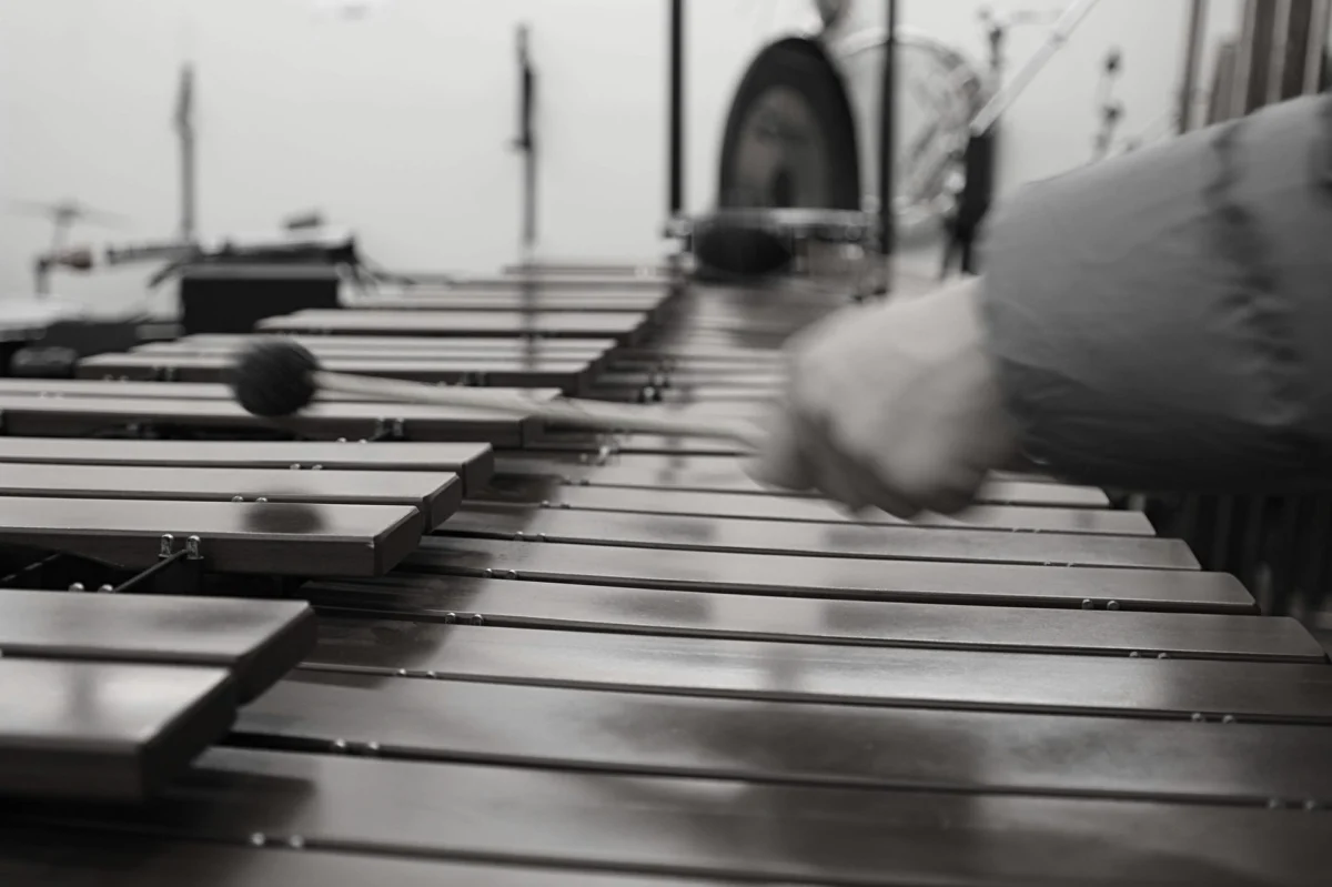 Close-up of a vibraphone being played