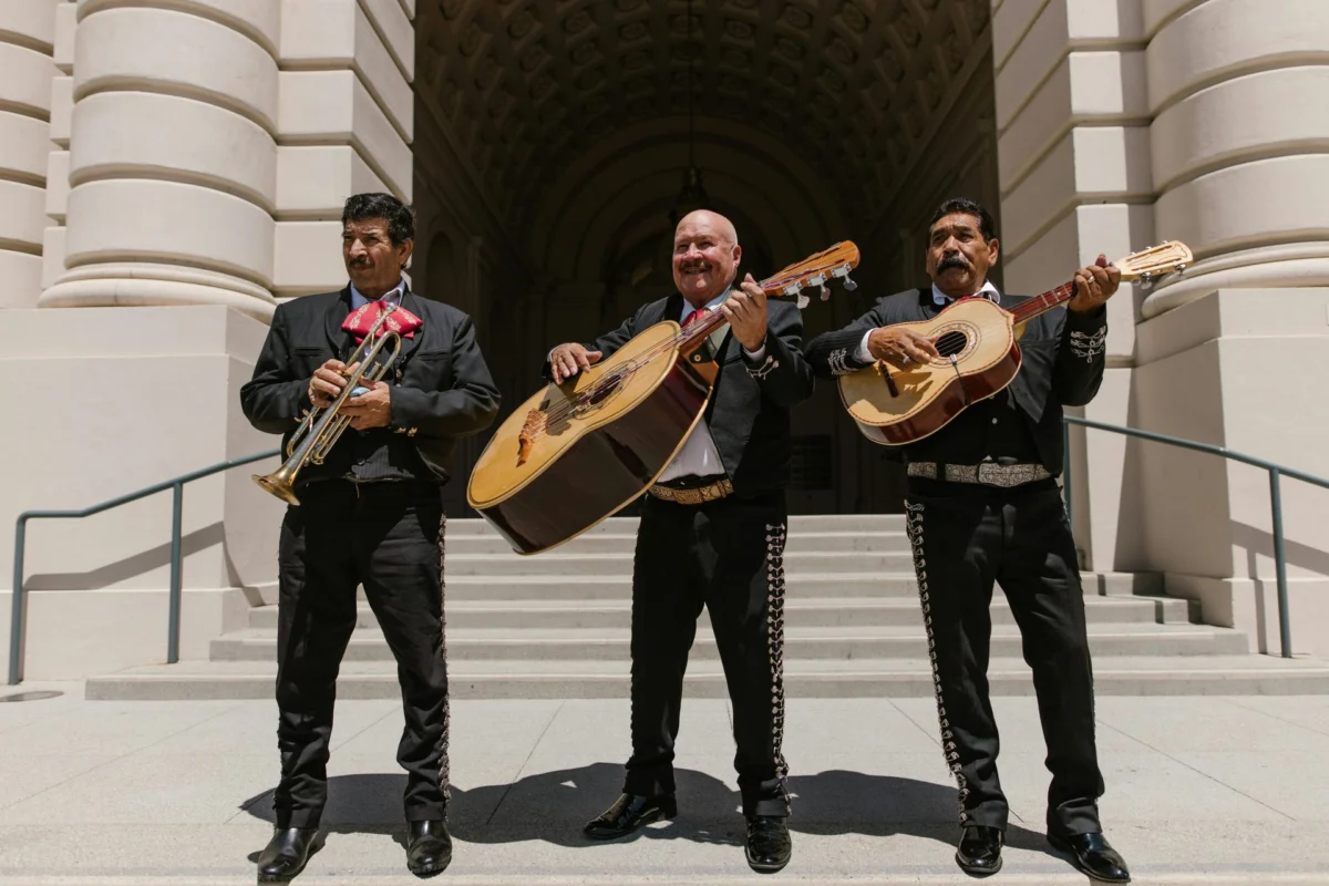 Close-up of a mariachi vihuela being played