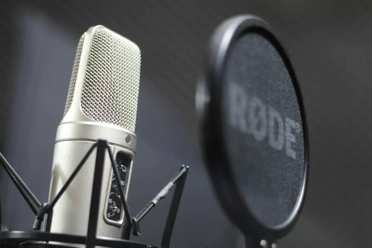 Close-up of studio audio equipment and controls