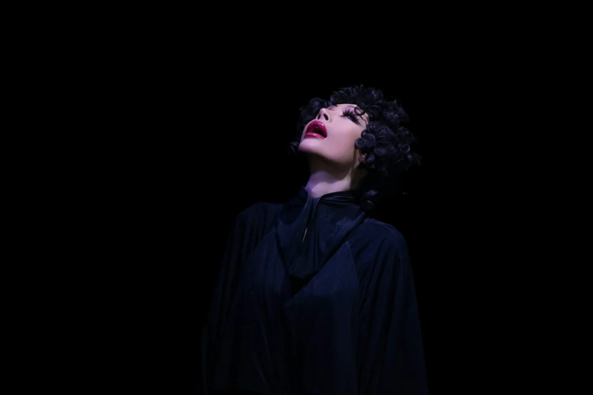 Close-up of a vocalist singing into a microphone