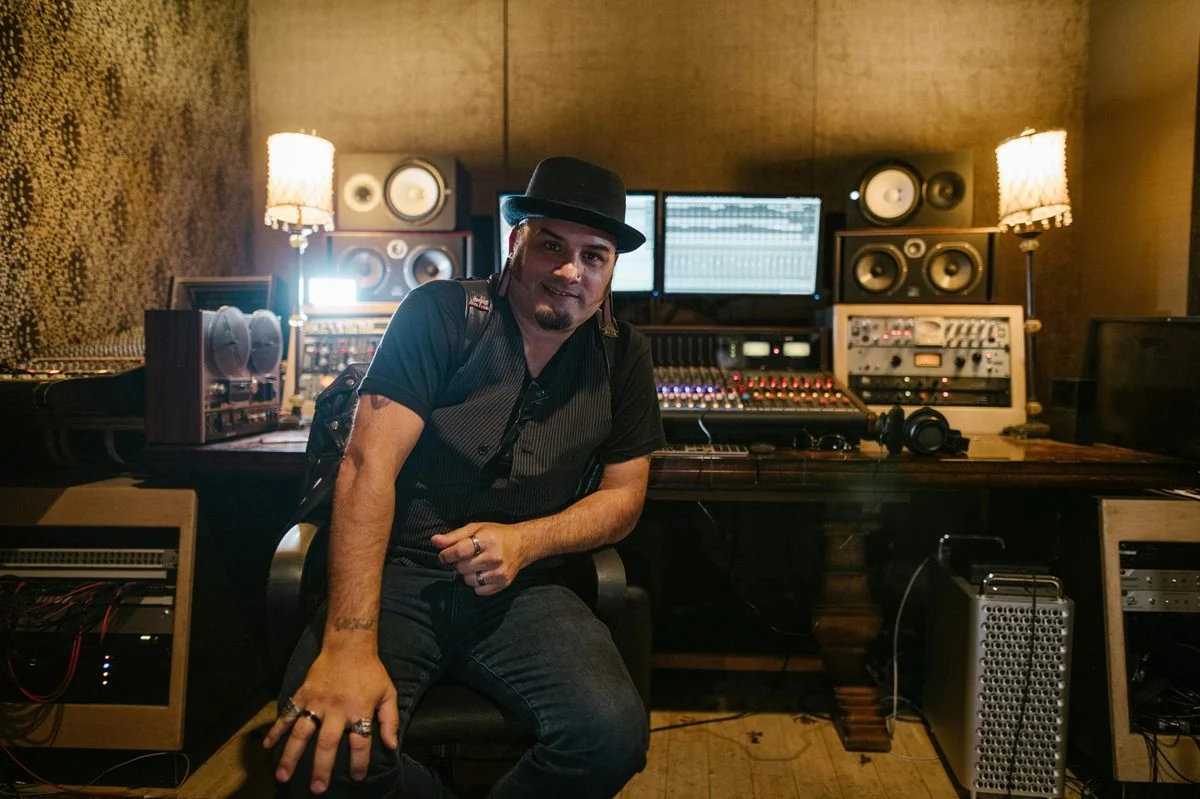 Production lesson in a home studio environment